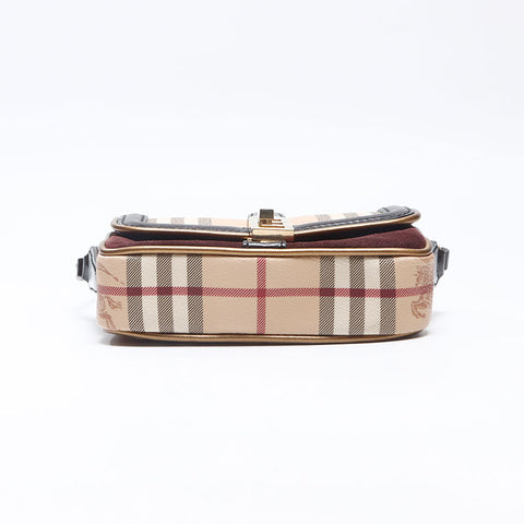 バーバリー BURBERRY ノバチェック スエード ショルダーバッグ ベージュ WS14506