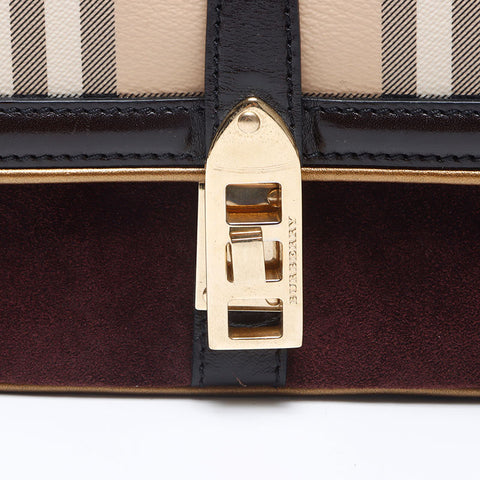 バーバリー BURBERRY ノバチェック スエード ショルダーバッグ ベージュ WS14506