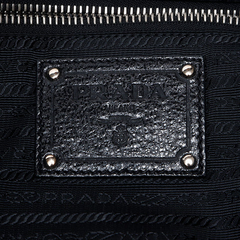 PRADA Tessuto Triangle Logo Nylon Handbag black WS14509