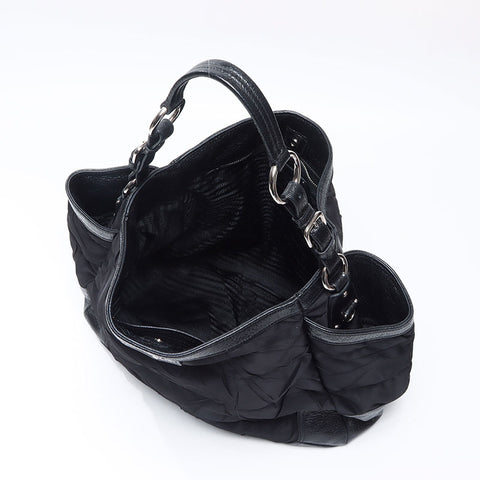 PRADA Tessuto Triangle Logo Nylon Handbag black WS14509