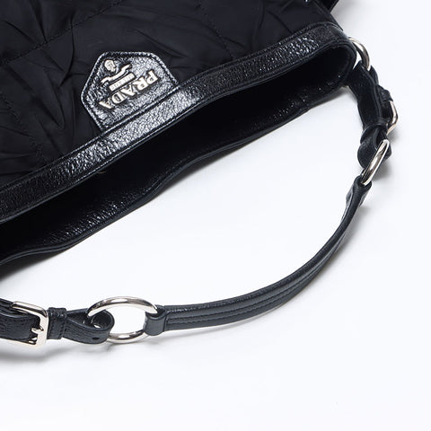 PRADA Tessuto Triangle Logo Nylon Handbag black WS14509