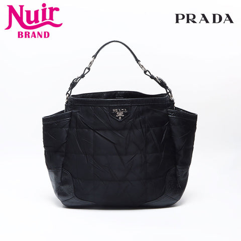 PRADA Tessuto Triangle Logo Nylon Handbag black WS14509
