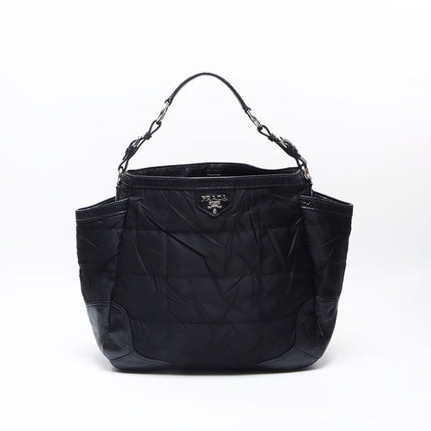 PRADA Tessuto Triangle Logo Nylon Handbag black WS14509