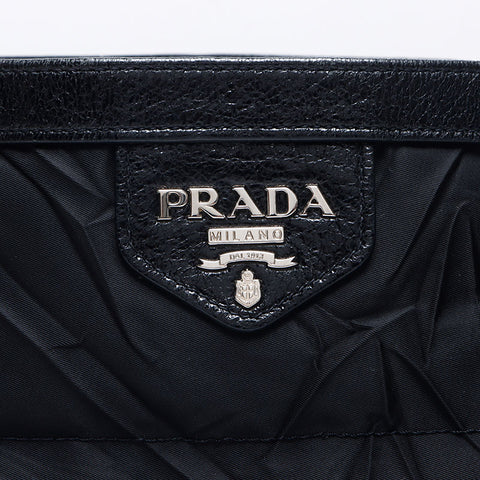 PRADA Tessuto Triangle Logo Nylon Handbag black WS14509