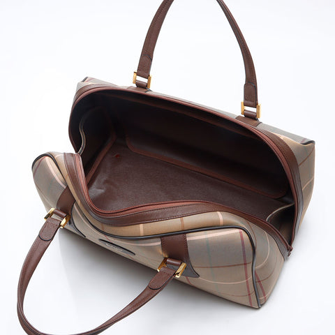 BURBERRY Check Canvas Boston bag beige WS14510