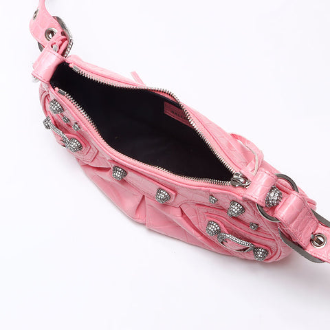 BALENCIAGA Le Cagole XS Rhinestone Shoulder Bag pink WS14512