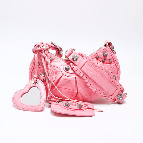 BALENCIAGA Le Cagole XS Rhinestone Shoulder Bag pink WS14512