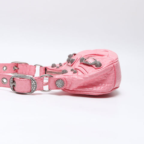 BALENCIAGA Le Cagole XS Rhinestone Shoulder Bag pink WS14512