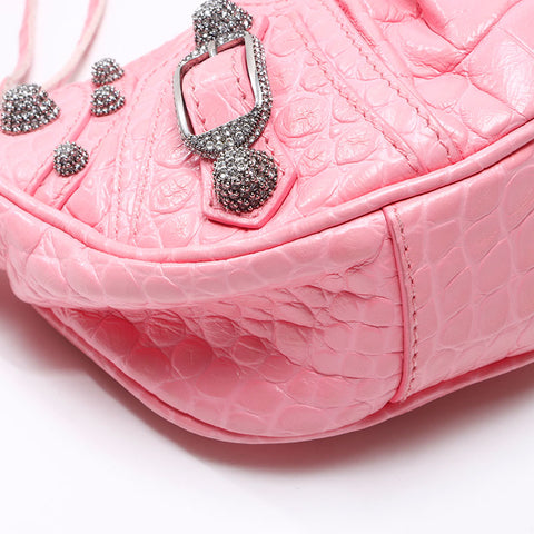 BALENCIAGA Le Cagole XS Rhinestone Shoulder Bag pink WS14512