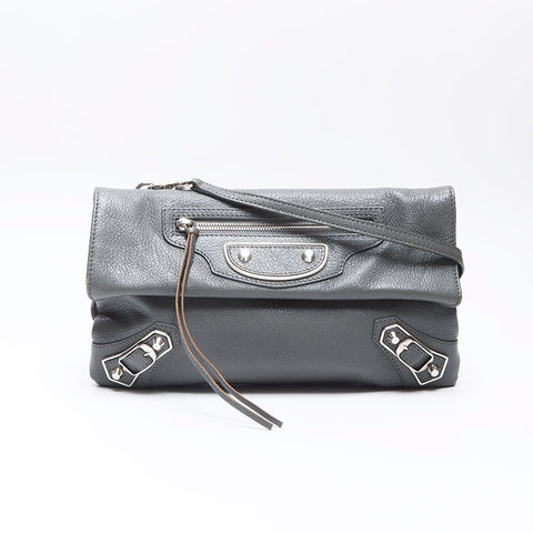 BALENCIAGA Envelope Leather Shoulder Bag gray WS14516