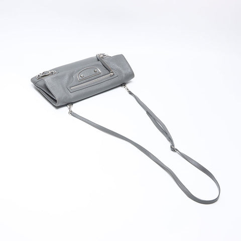 BALENCIAGA Envelope Leather Shoulder Bag gray WS14516