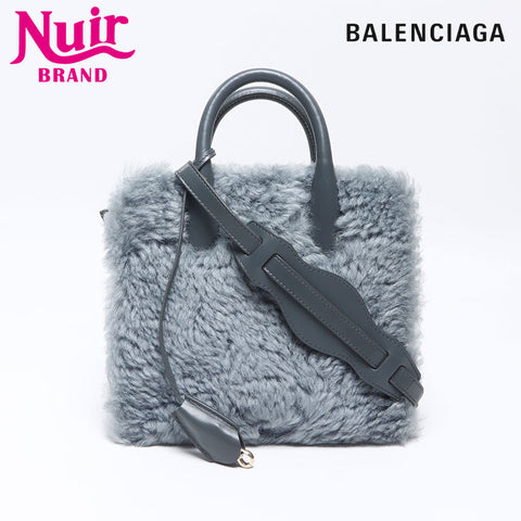 BALENCIAGA 2way Sheepfur Handbag gray WS14519