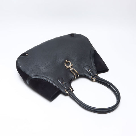 Salvatore Ferragamo Gancini Suede Tote Bag black WS14522