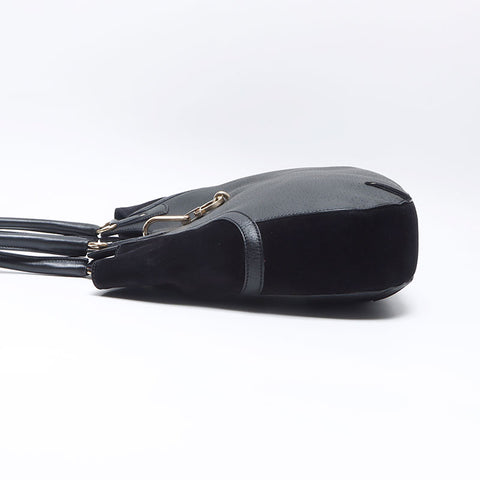 Salvatore Ferragamo Gancini 麂皮手提包黑色 WS14522