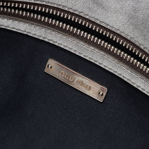 Miu Miu Matelasse Crystal 2way Shoulder Bag Silver WS14525