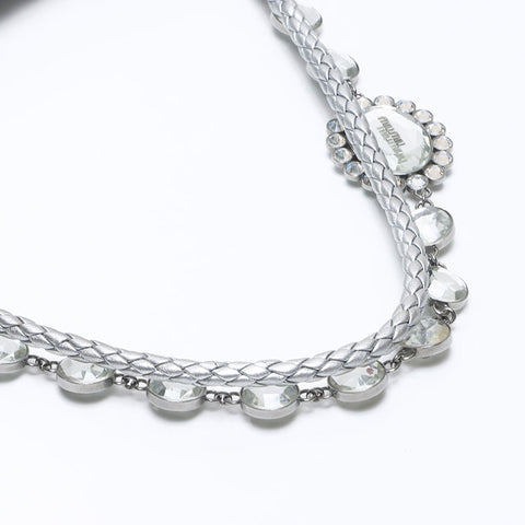 Miu Miu Matelasse Crystal 2way Shoulder Bag Silver WS14525