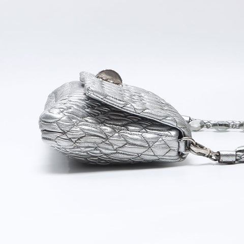 Miu Miu Matelasse Crystal 2way Shoulder Bag Silver WS14525