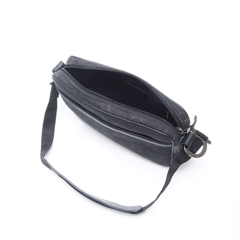 Salvatore Ferragamo Gancini 帆布单肩包黑色 WS14526