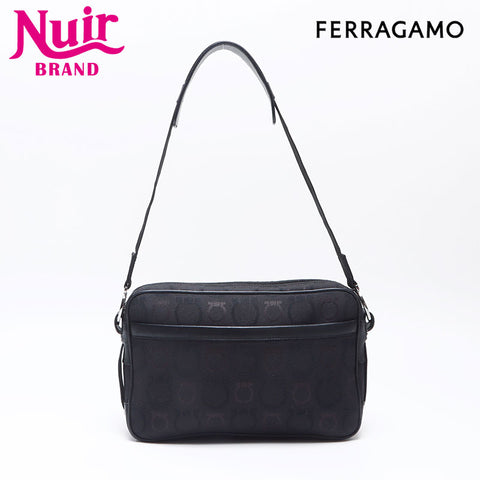 Salvatore Ferragamo Gancini canvas Shoulder Bag black WS14526