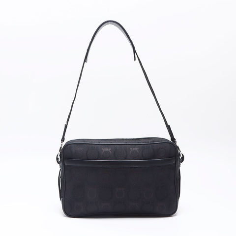 Salvatore Ferragamo Gancini canvas Shoulder Bag black WS14526