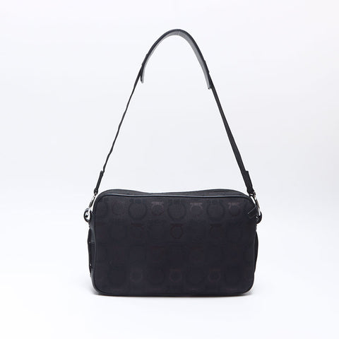 Salvatore Ferragamo Gancini canvas Shoulder Bag black WS14526