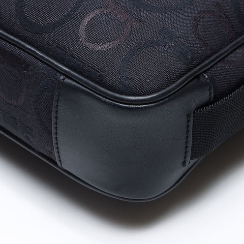 Salvatore Ferragamo Gancini canvas Shoulder Bag black WS14526