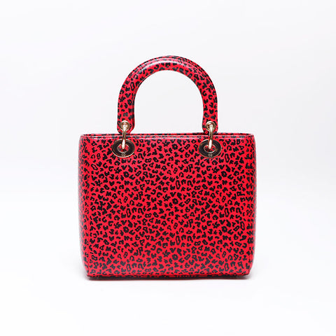 Christian Dior Leopard Pattern 2way Lady Dior Handbag pink WS14528