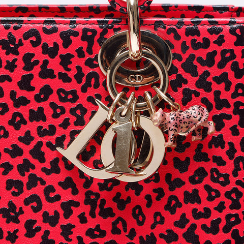 Christian Dior Leopard Pattern 2way Lady Dior Handbag pink WS14528