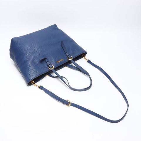 Miu Miu leather Tote Bag Navy WS14534