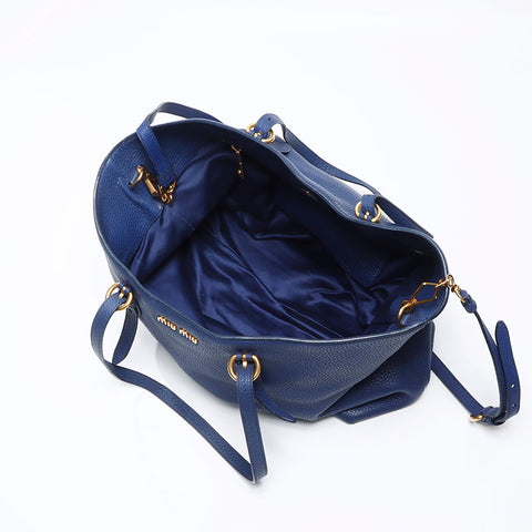 Miu Miu leather Tote Bag Navy WS14534
