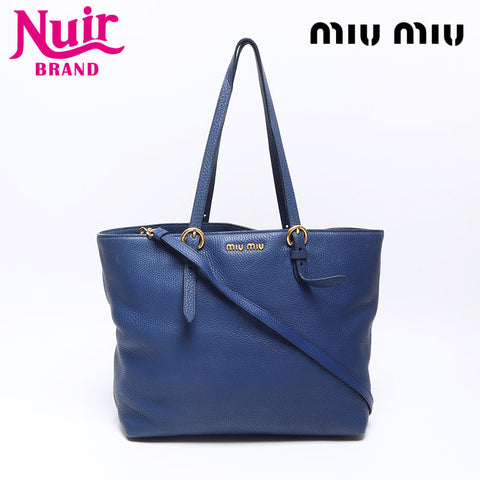 Miu Miu leather Tote Bag Navy WS14534