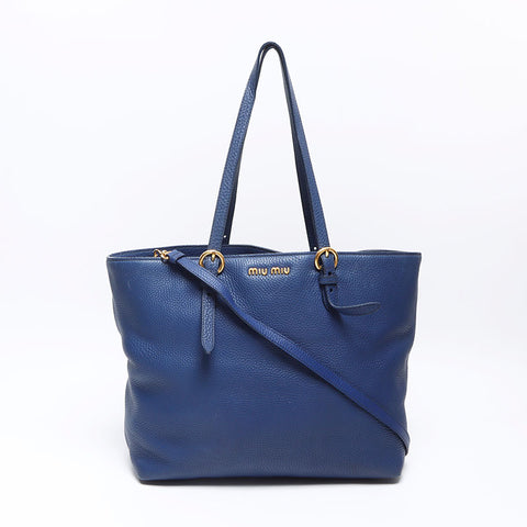 Miu Miu leather Tote Bag Navy WS14534
