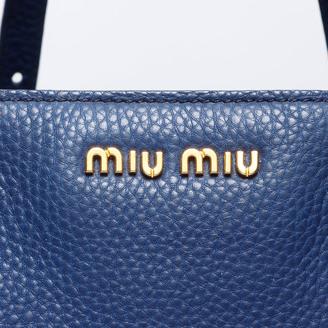 Miu Miu leather Tote Bag Navy WS14534