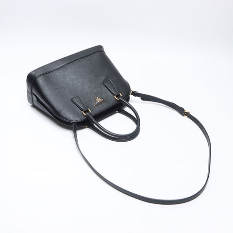 PRADA Saffiano 2way Handbag black WS14536
