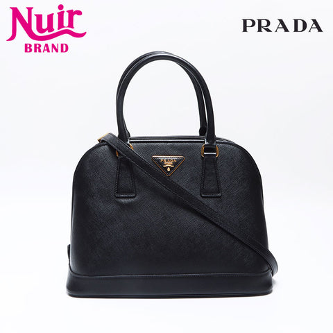 PRADA Saffiano 2way Handbag black WS14536