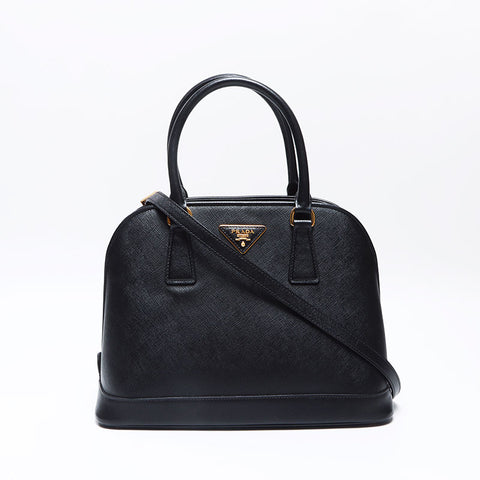 PRADA Saffiano 2way Handbag black WS14536
