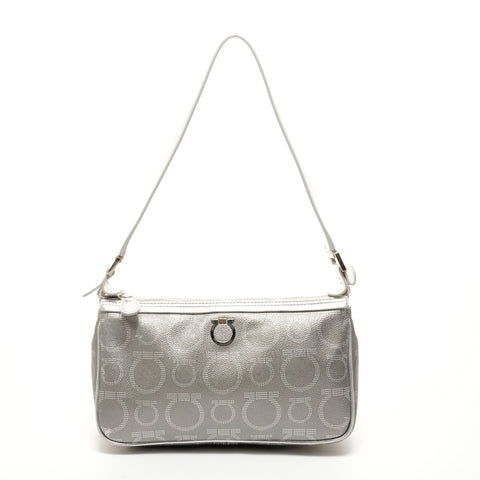 Salvatore Ferragamo Metallic Gancini Accessory Pouch One Shoulder Bag Shoulder Bag Silver WS14539