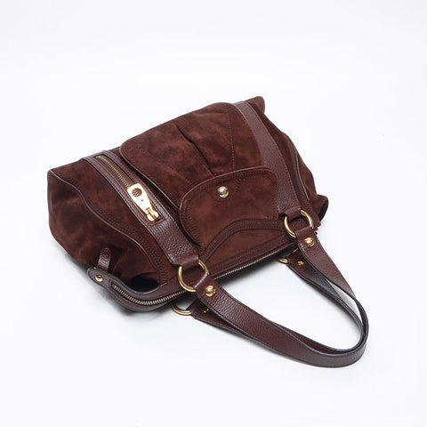 CELINE suede Shoulder Bag Brown WS14549