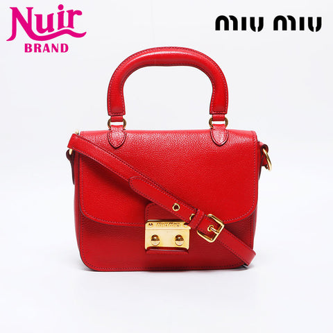 Miu Miu 2way Madras Shoulder Bag Shoulder Bag Red WS14552