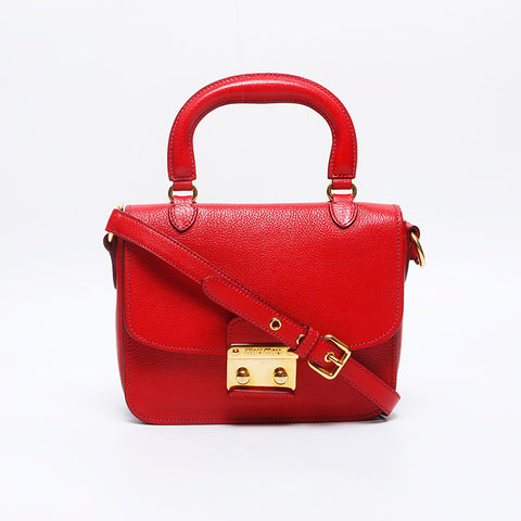 Miu Miu 2way Madras Shoulder Bag Shoulder Bag Red WS14552