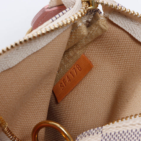 LOUIS VUITTON 2018 Damier Azur Mini Pochette Accessoires Pouch Handbag white WS14554