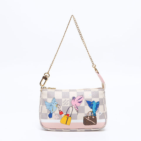 LOUIS VUITTON 2018 Damier Azur Mini Pochette Accessoires Pouch Handbag white WS14554