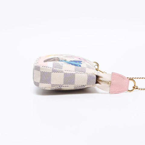 LOUIS VUITTON 2018 Damier Azur Mini Pochette Accessoires Pouch Handbag white WS14554