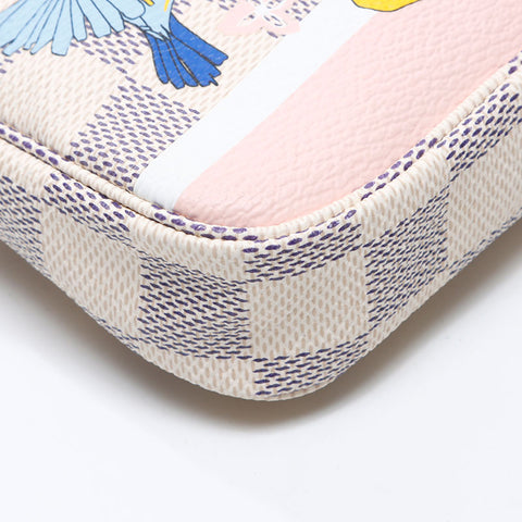 LOUIS VUITTON 2018 Damier Azur Mini Pochette Accessoires Pouch Handbag white WS14554