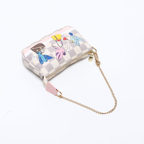 LOUIS VUITTON 2018 Damier Azur Mini Pochette Accessoires Pouch Handbag white WS14554