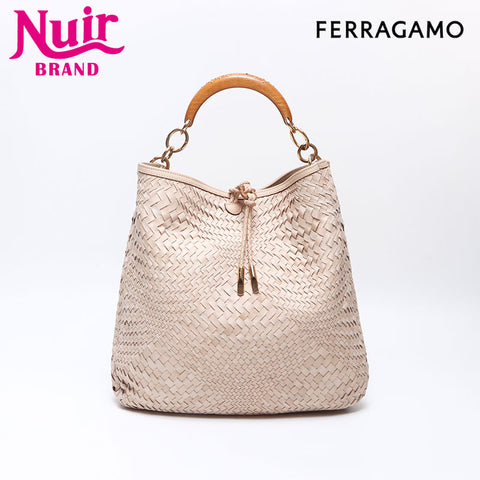 Salvatore Ferragamo Braided leather Handbag beige WS14557
