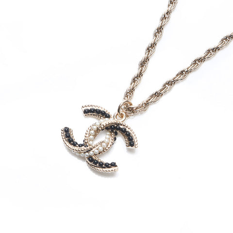 CHANEL B18P COCO Mark Pearl 2018 Necklace Silver WS14559