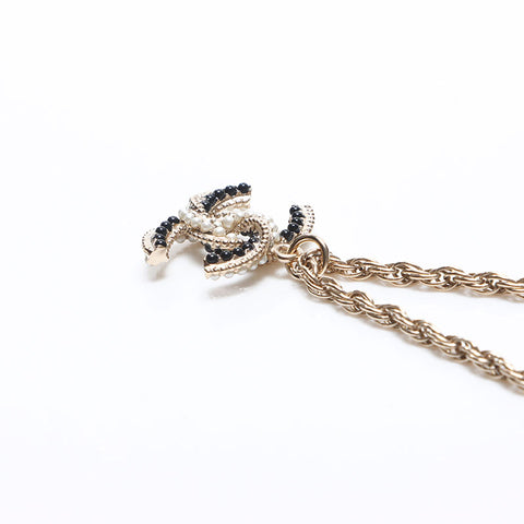 CHANEL B18P COCO Mark Pearl 2018 Necklace Silver WS14559