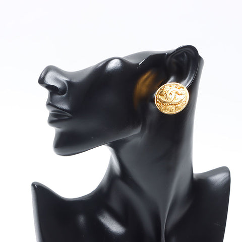 CHANEL 1996 96A COCO Mark Round Earring gold WS14560