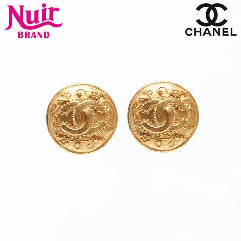 CHANEL 1996 96A COCO Mark Round Earring gold WS14560